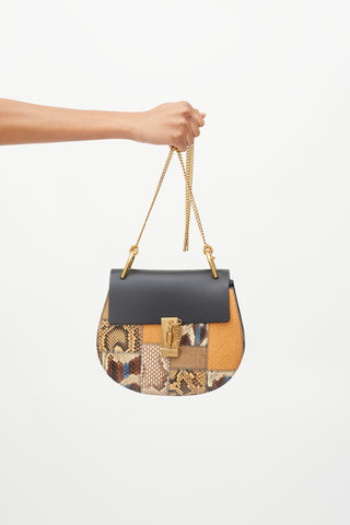 Chloé Black & Multi Embossed Leather Small Drew Crossbody Bag