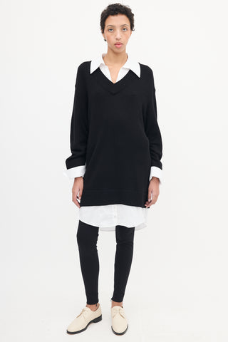 Cinq à Sept Black & White Knit Layered Sweater