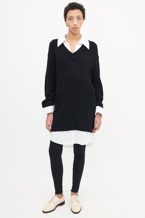 Cinq à Sept Black & White Knit Layered Sweater