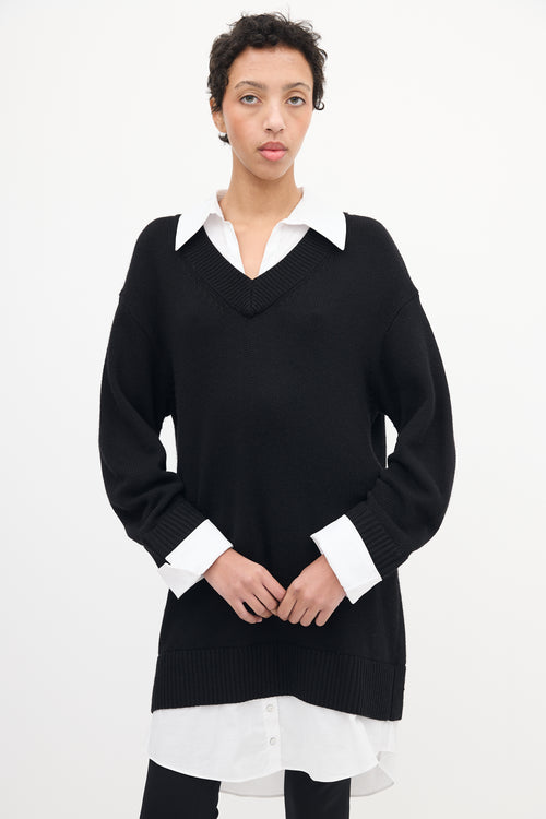 Cinq à Sept Black & White Knit Layered Sweater