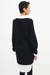 Cinq à Sept Black & White Knit Layered Sweater