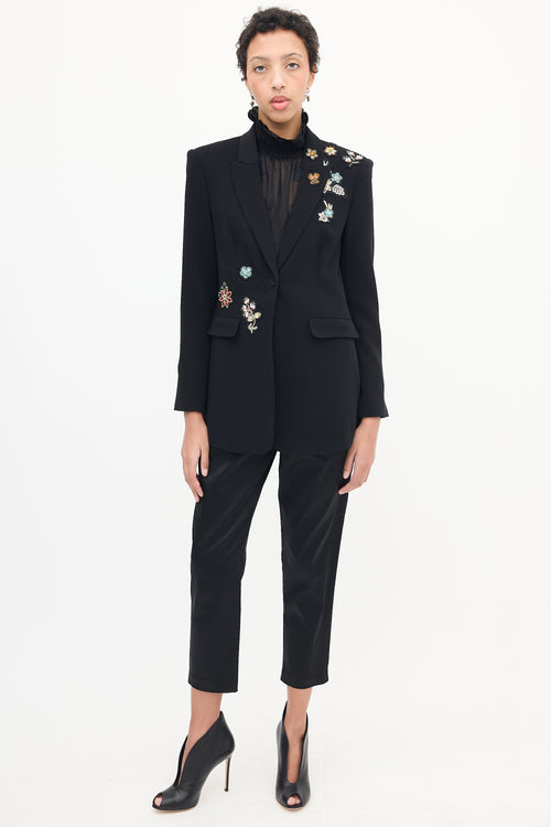 Cinq à Sept Black Embellished Peak Lapel Blazer