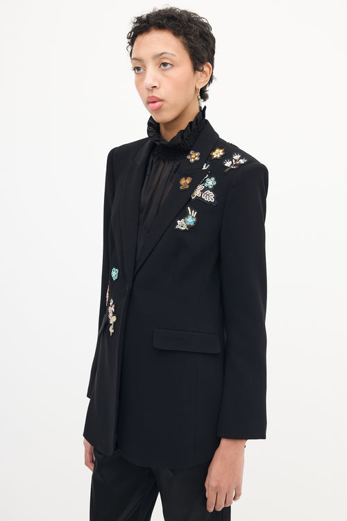 Cinq à Sept Black Embellished Peak Lapel Blazer