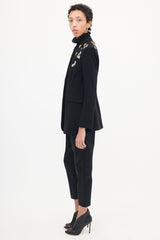 Cinq à Sept Black Embellished Peak Lapel Blazer