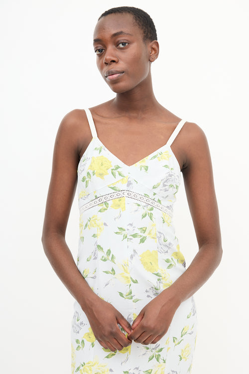 Cinq Sept // Light Grey & Yellow Silk Jolene Gardenia Dress VSP Consignment Cinq Sept // Light Grey & Yellow Silk Jolene Gardenia Dress VSP Consignment