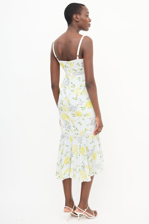 Cinq à Sept Light Grey & Yellow Silk Jolene Gardenia Dress