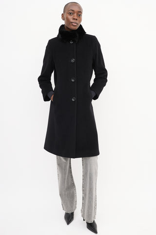 Cinzia Rocca Black Cashmere & Wool Coat