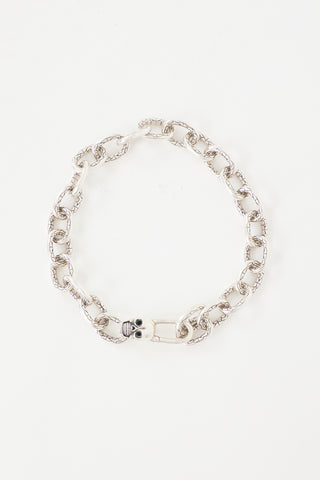 Clocks and Colours Sterling Silver Skull Choker