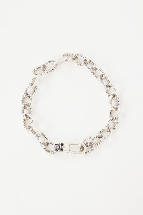 Clocks and Colours Sterling Silver Skull Choker