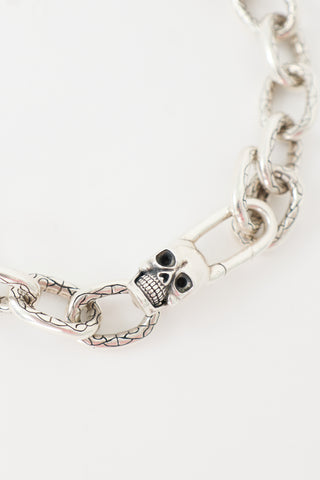 Clocks and Colours Sterling Silver Skull Choker