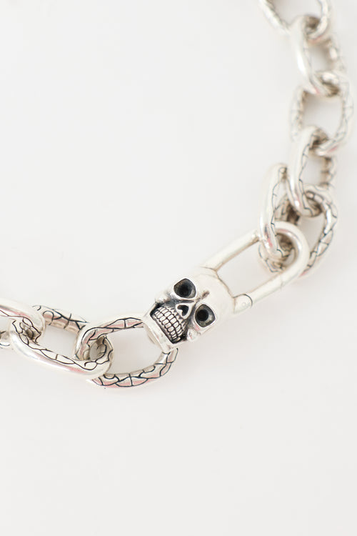 Clocks and Colours Sterling Silver Skull Choker