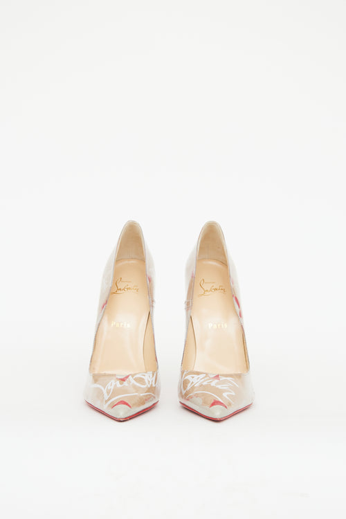 Christian Louboutin Beige & Red PVC Kraft So Kate Pump