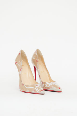 Christian Louboutin Beige & Red PVC Kraft Pigalle Pump