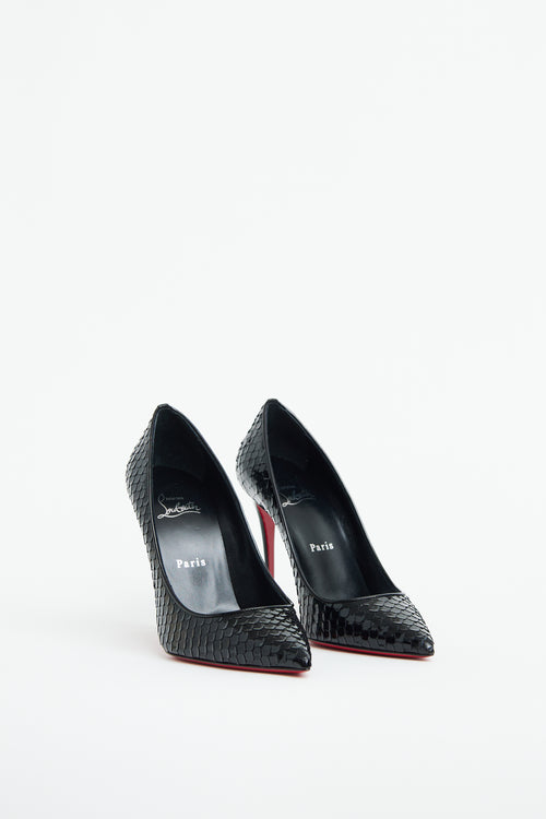 Christian Louboutin Black Patent Embossed Kate 100 Pump