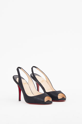 Christian Louboutin Black Peep Toe Slingback Heel