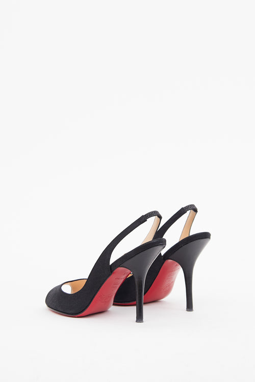 Christian Louboutin Black Peep Toe Slingback Heel