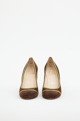 Christian Louboutin Brown & Green Suede Pump