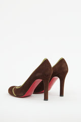 Christian Louboutin Brown & Green Suede Pump