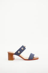 Denim & Silver-Tone Simple Bille Sandal Christian Louboutin