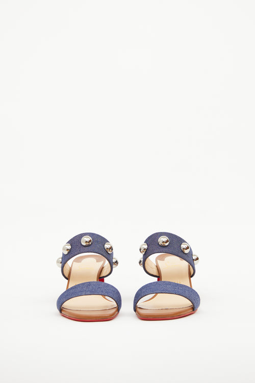 Denim & Silver-Tone Simple Bille Sandal Christian Louboutin