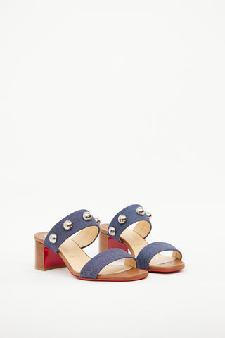 Denim & Silver-Tone Simple Bille Sandal Christian Louboutin