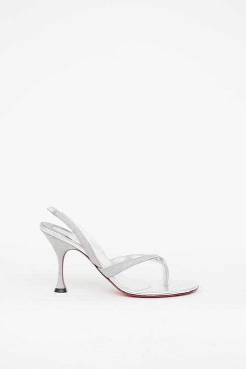 Christian Louboutin Silver Glitter Taralita Sandal