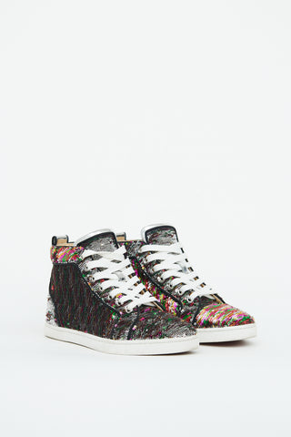 Christian Louboutin Silver Multi Colour BipBip Sequin Sneaker