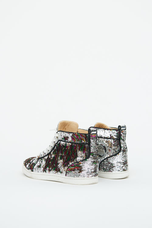 Christian Louboutin Silver Multi Colour BipBip Sequin Sneaker