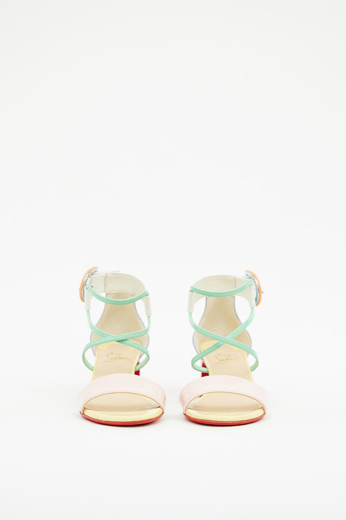 Christian Louboutin Yellow & Pink Patent Choca Sandal
