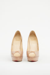 Christian Louboutin Beige Patent Lady Peep Toe Pump