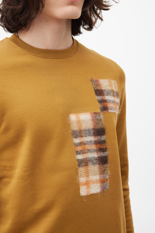 CMMN SWDN Brown & Multicolour Plaid Patch Sweatshirt