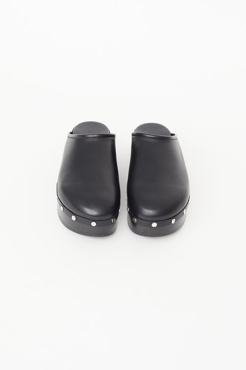 CO Black Leather Studded Mule