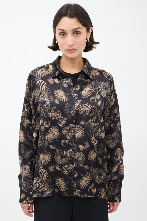 CO Navy & Brown Seashell Printed Shirt