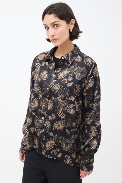 CO Navy & Brown Seashell Printed Shirt