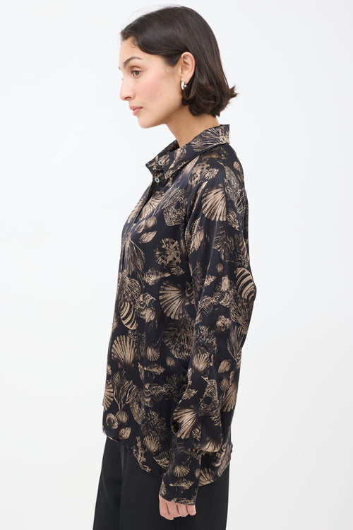 CO Navy & Brown Seashell Printed Shirt