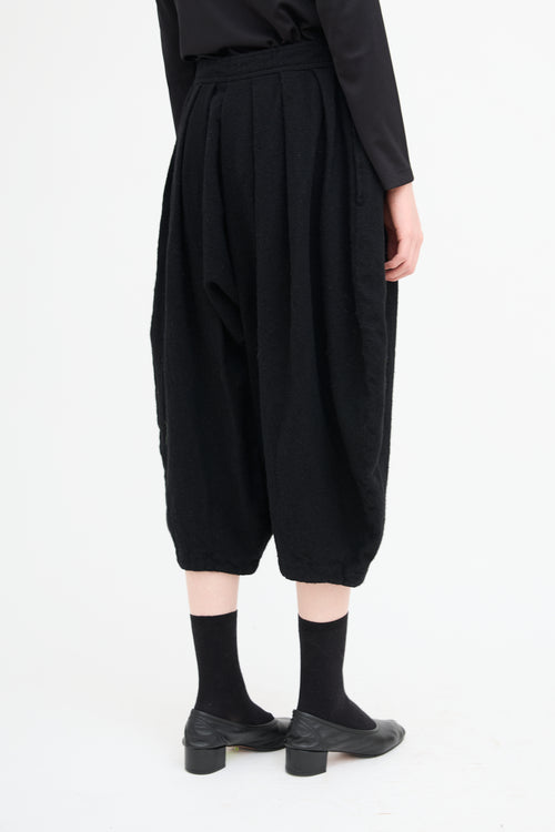 Comme des Garçons Black Wool Pleated Drop Seat Trouser