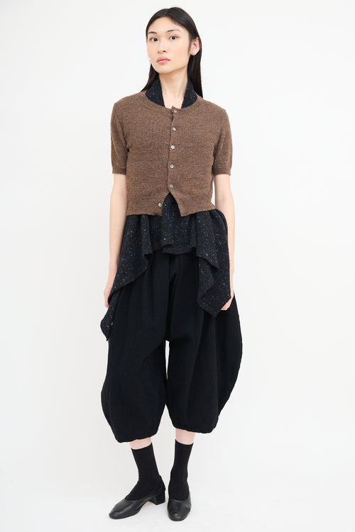 Comme des Garçons Brown & Navy Layered Short Sleeve Cardigan