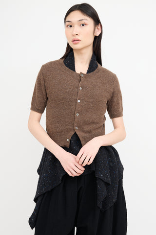 Comme des Garçons Brown & Navy Layered Short Sleeve Cardigan