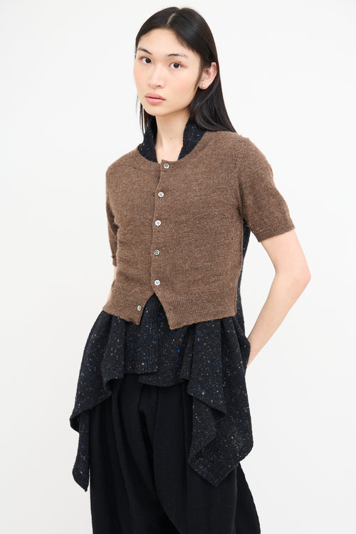 Comme des Garçons Brown & Navy Layered Short Sleeve Cardigan