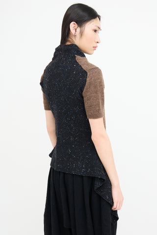 Comme des Garçons Brown & Navy Layered Short Sleeve Cardigan