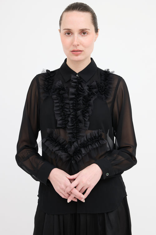 Comme des Garçons Sheer Ruffle Front Blouse