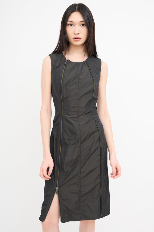 Comrags Dark Grey Zipper Midi Dress