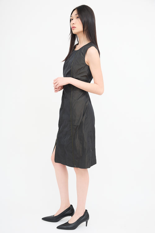 Comrags Dark Grey Zipper Midi Dress