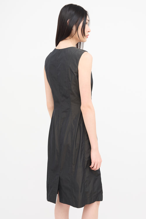 Comrags Dark Grey Zipper Midi Dress