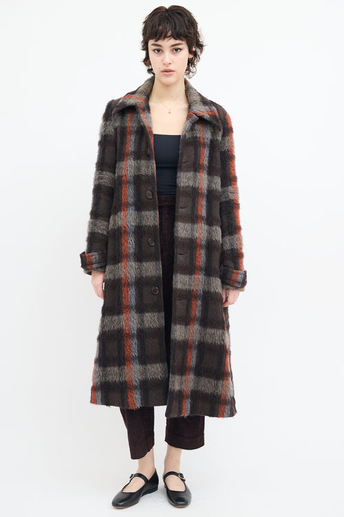 Comrags Brown & Multi Wool Plaid Coat