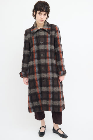 Comrags Brown & Multi Wool Plaid Coat