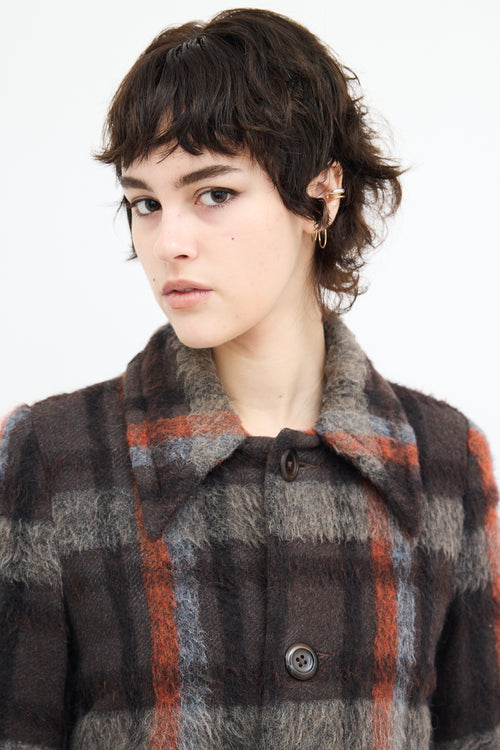 Comrags Brown & Multi Wool Plaid Coat