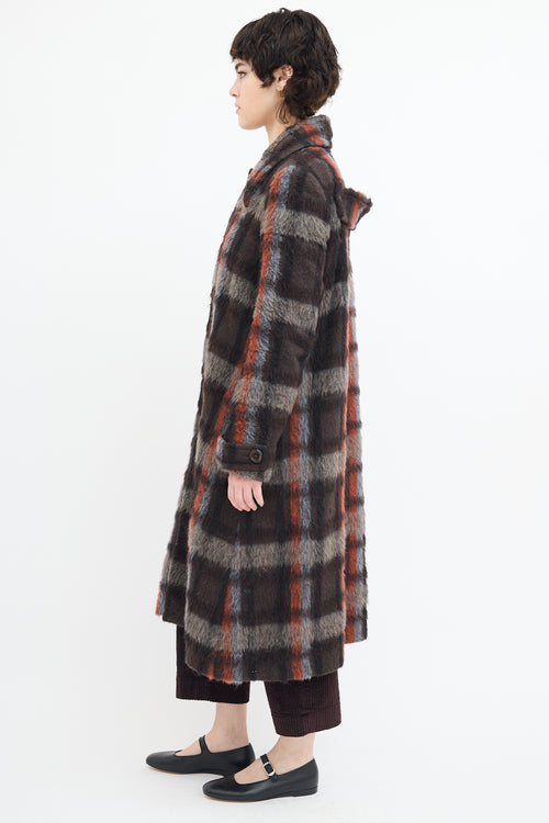 Comrags Brown & Multi Wool Plaid Coat