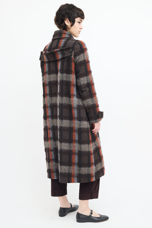 Comrags Brown & Multi Wool Plaid Coat