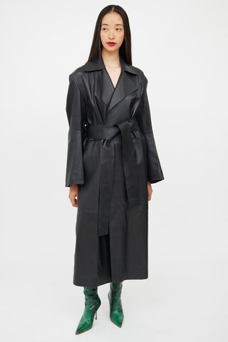 COS Black Leather Trench Coat